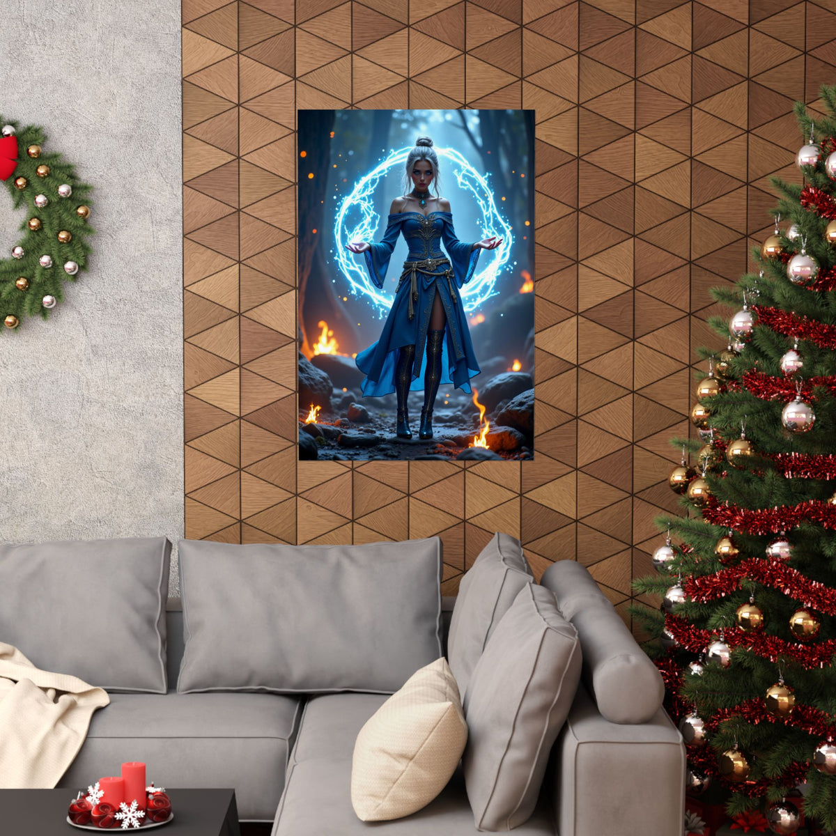 Mystic Sorceress Blue Magic Poster Matte Vertical Wall Art