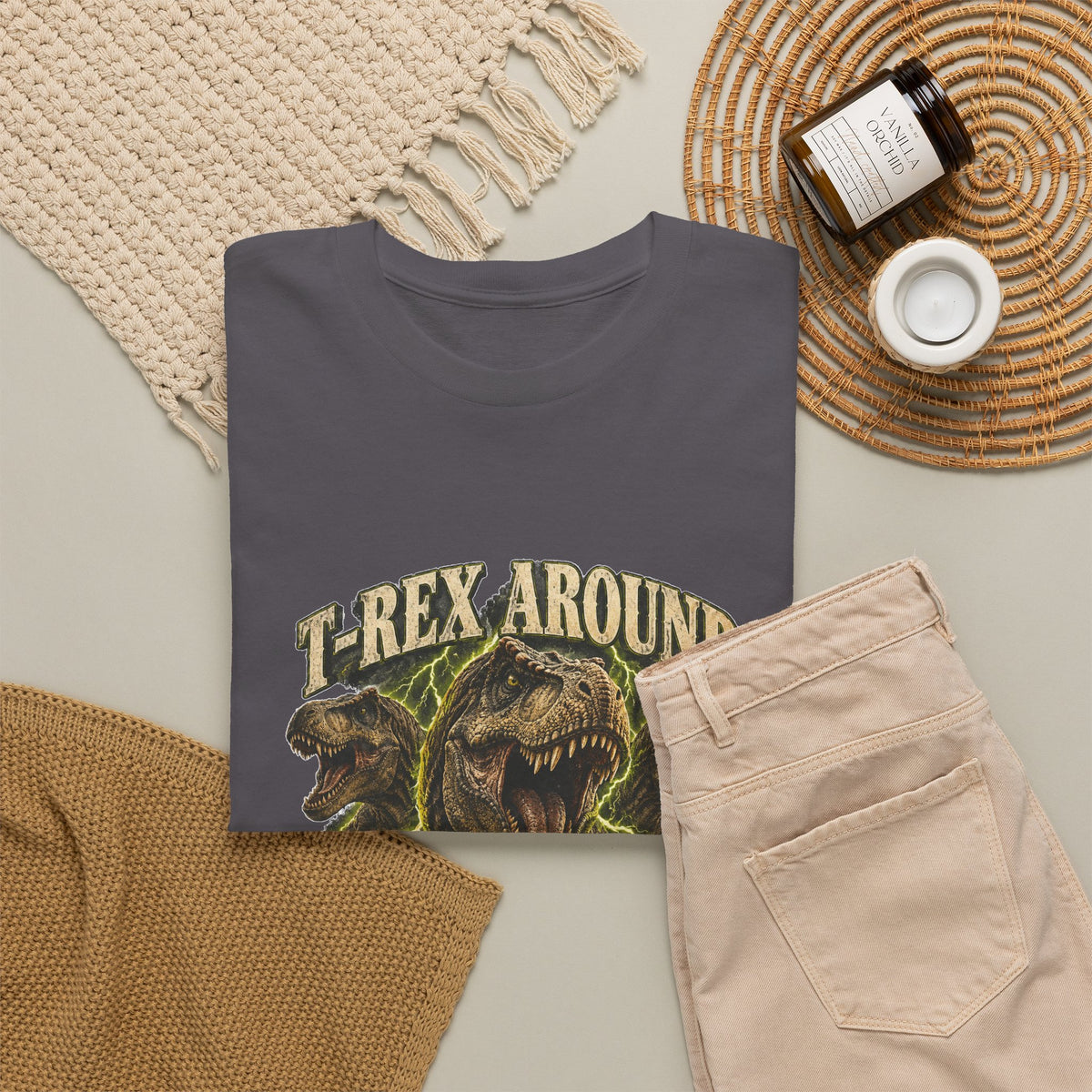 T-Rex Around and Find Out T-Shirt Funny Dinosaur Graphic Tee Retro 90s Style