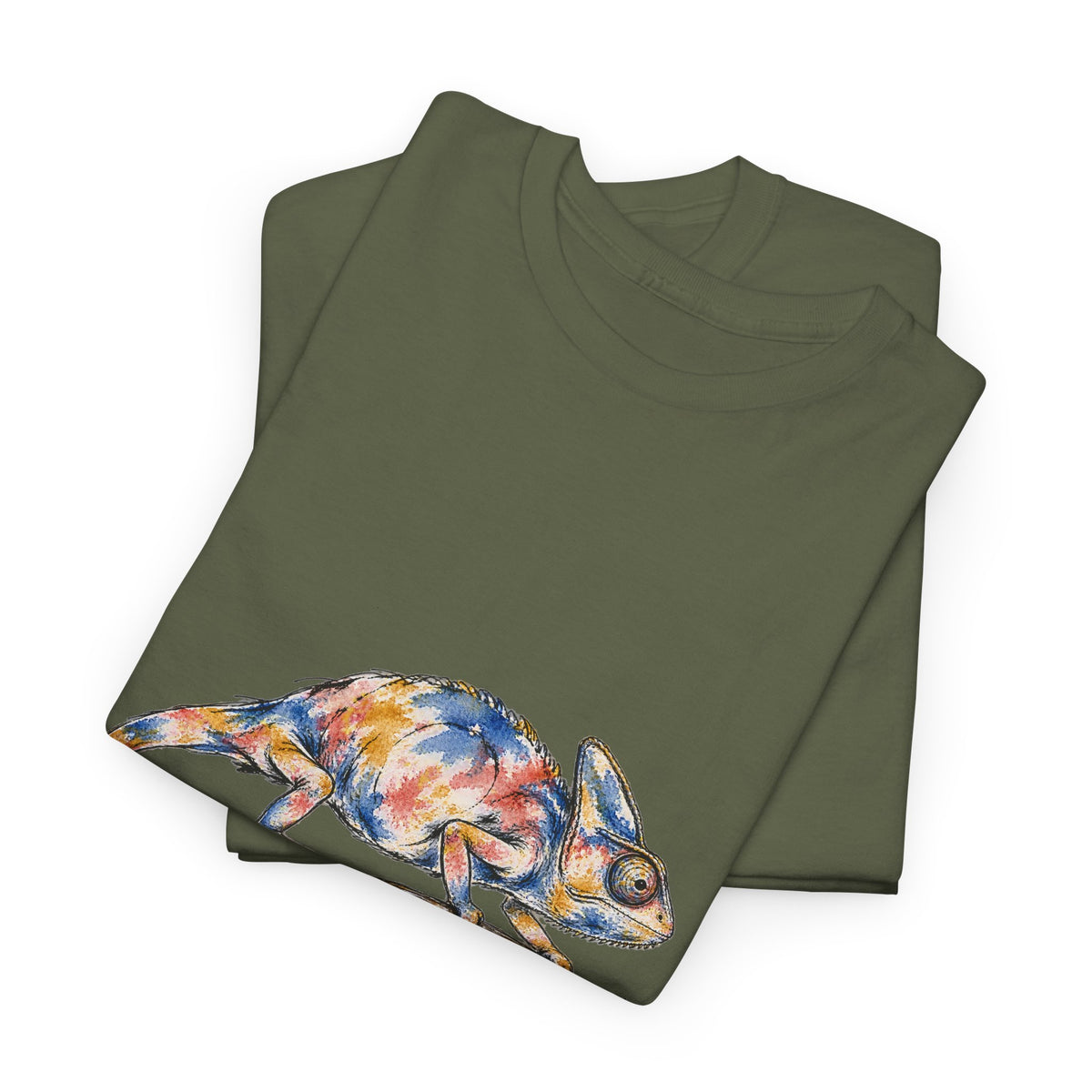 Watercolor Chameleon T-Shirt Ink Art Lizard on Branch Reptile Tee