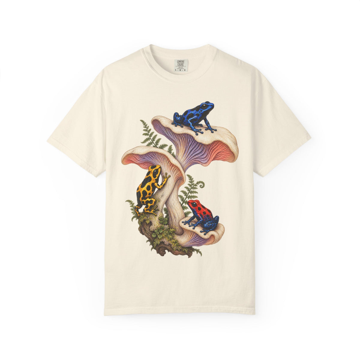 Poison Dart Frogs Mushroom Forest Tee Colorful Dart Frog Fungi Fern Wildlife Shirt