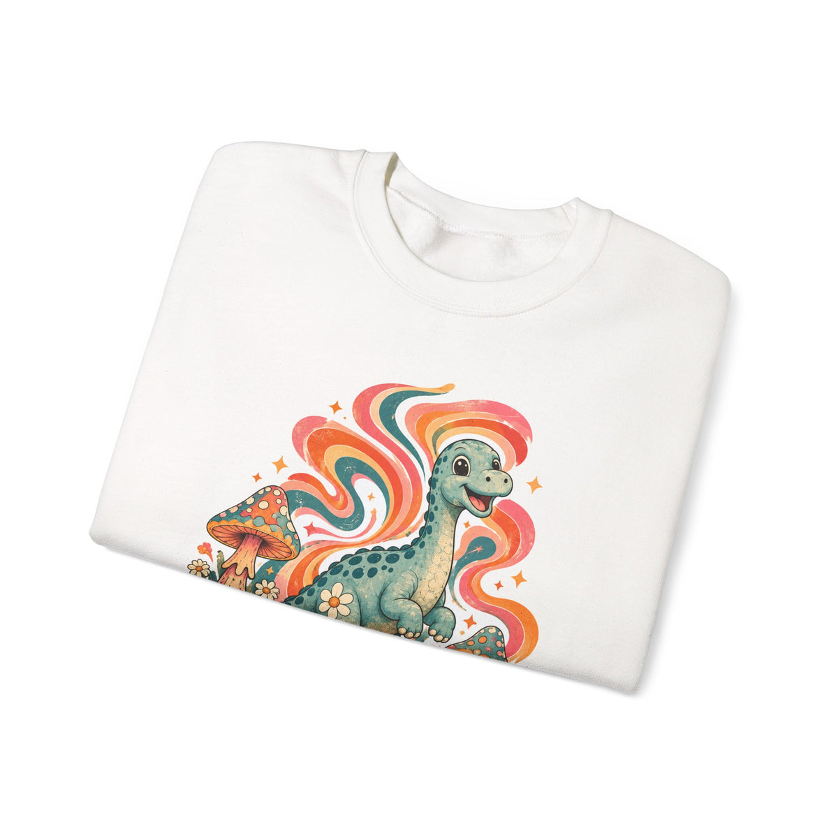 Groovy Brontosaurus Sweatshirt Retro 70s Dinosaur Mushroom Daisy Crewneck
