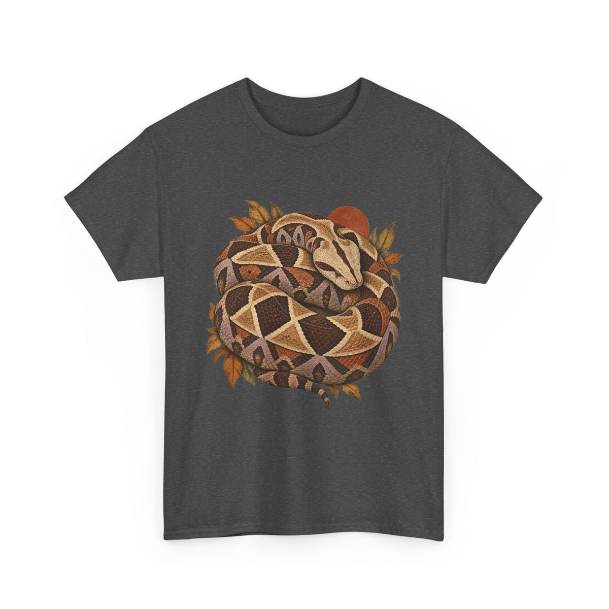Gaboon Viper Coiled Sun T-Shirt Autumn Snake Geometric Tee