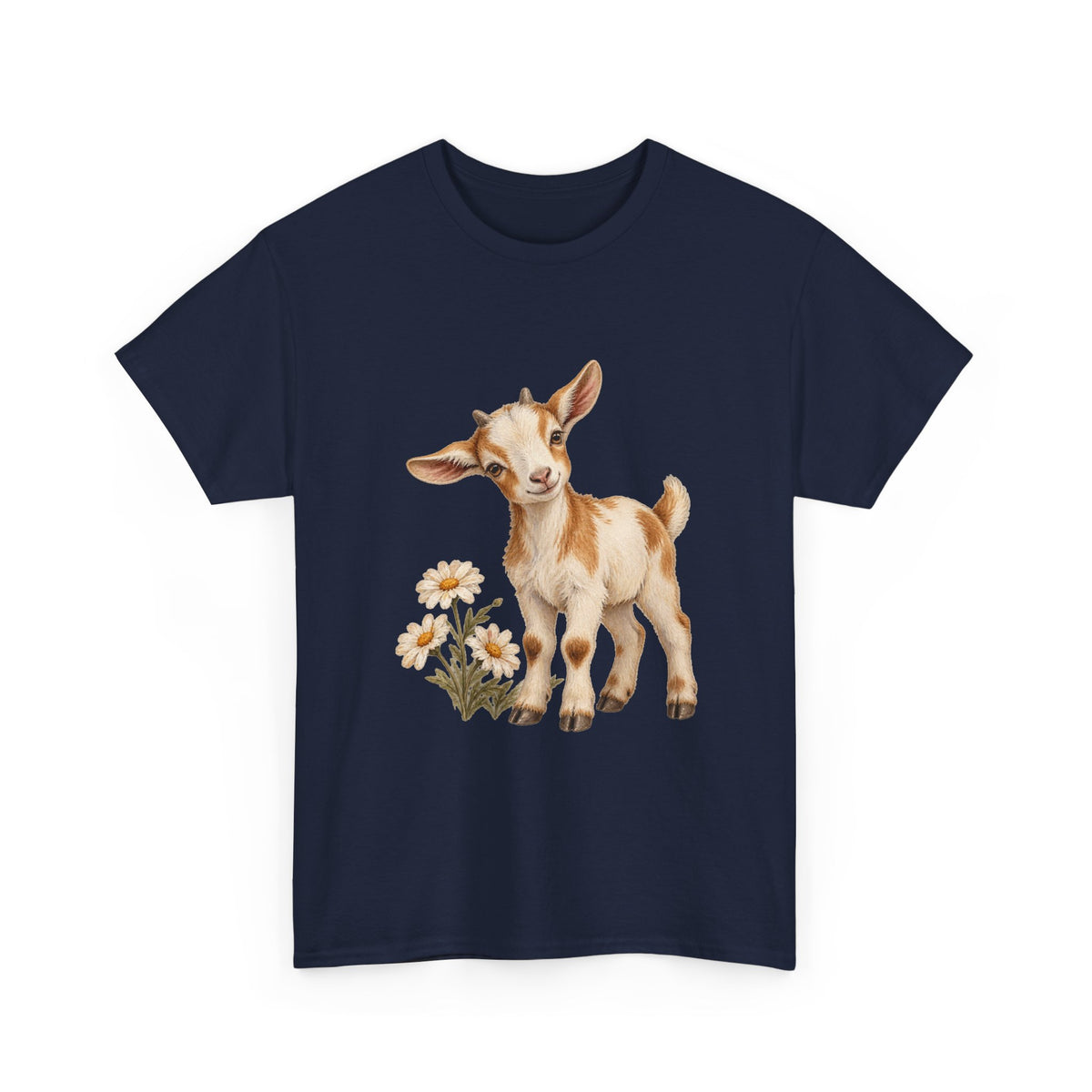 Spotted Baby Goat Daisies Tee Cute Kid Goat Daisy Flowers Farm Animal Shirt