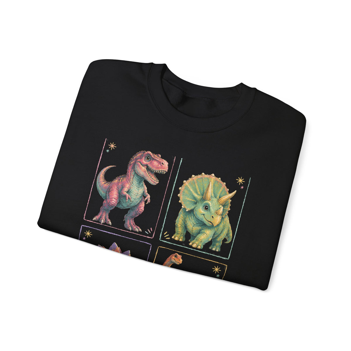 Pastel Dinosaur Grid Sweatshirt Cute T-Rex Triceratops Stegosaurus