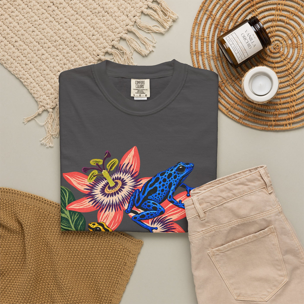 Poison Dart Frogs Passion Flowers Tee Colorful Dart Frog Tropical Flower Wildlife Shirt