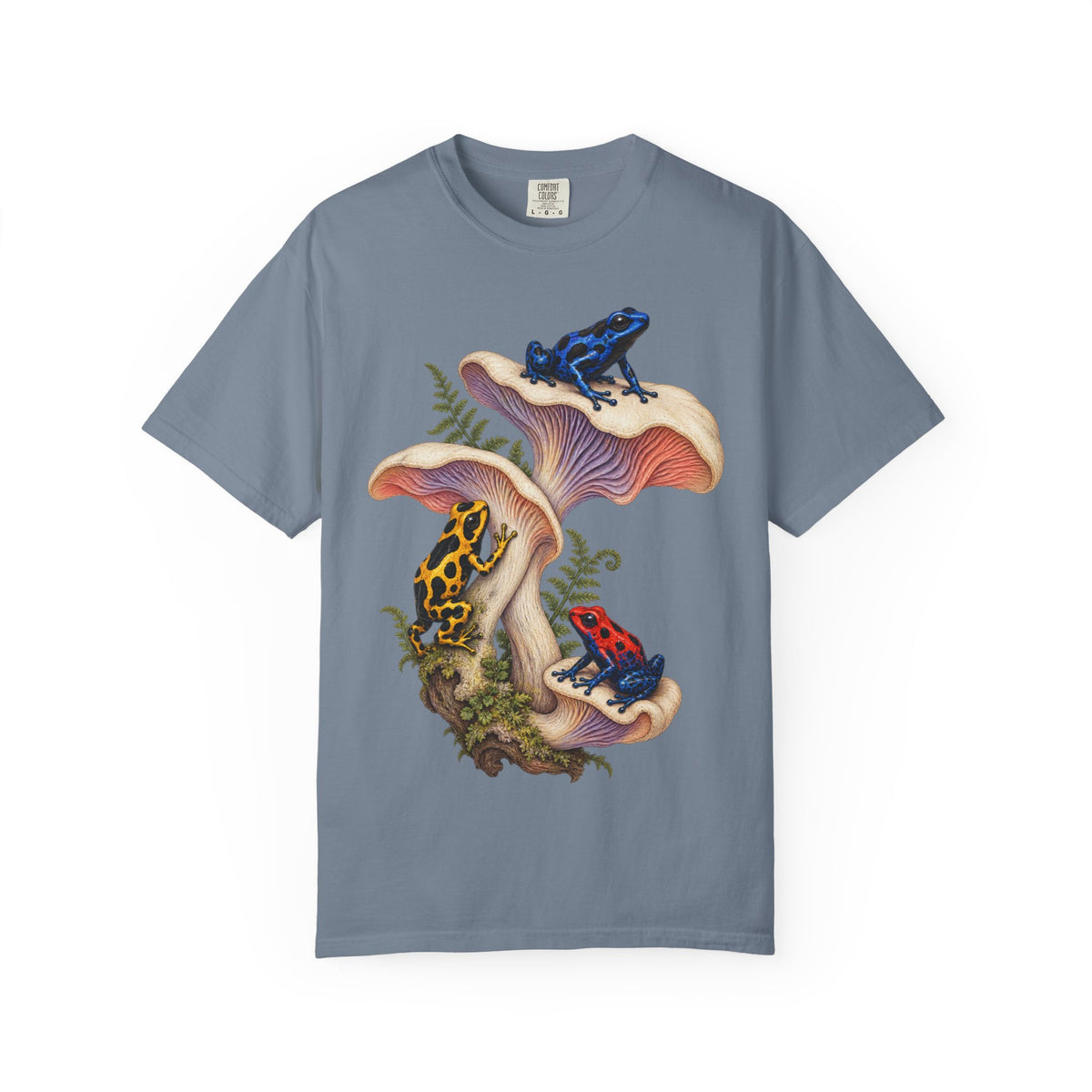 Poison Dart Frogs Mushroom Forest Tee Colorful Dart Frog Fungi Fern Wildlife Shirt