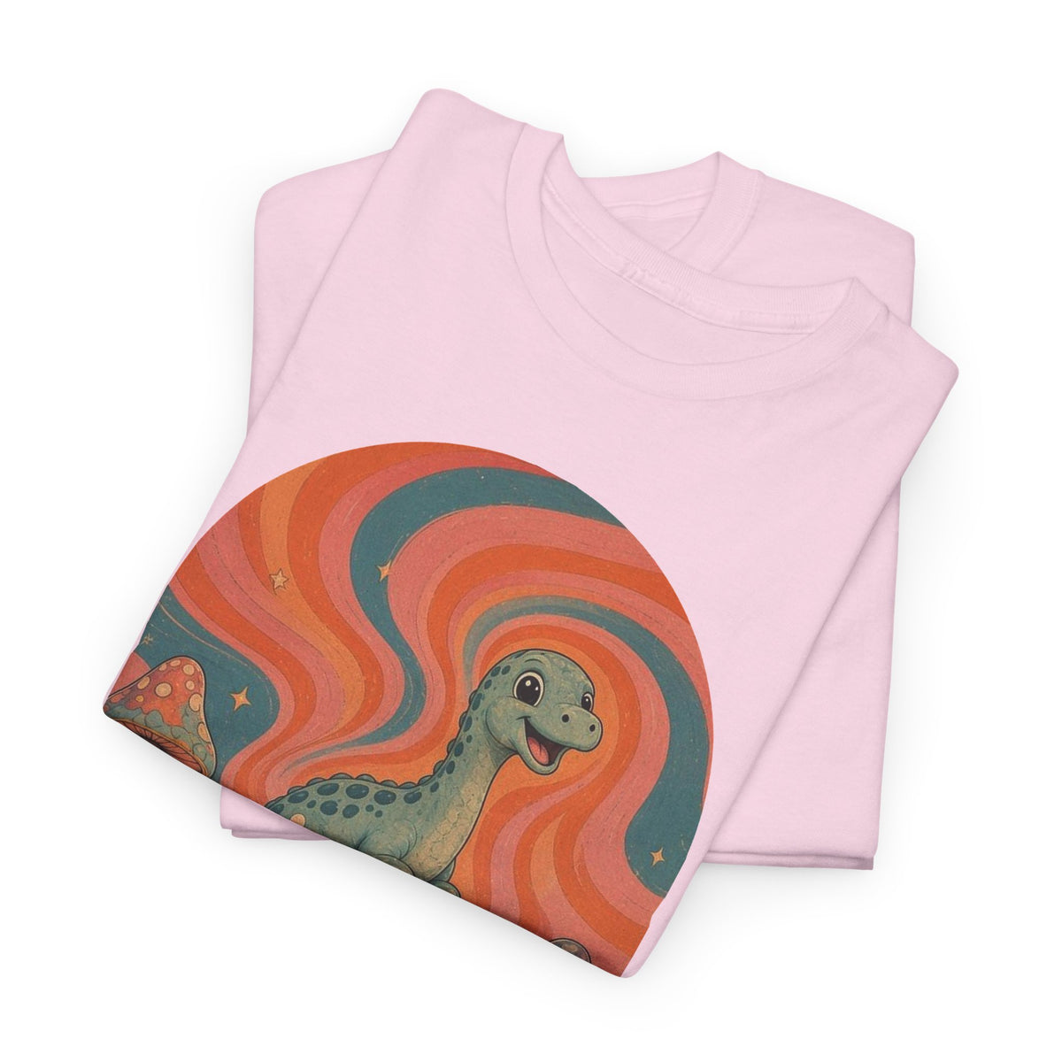 Groovy Brontosaurus T-Shirt Retro 70s Dinosaur Mushrooms Daisies Tee