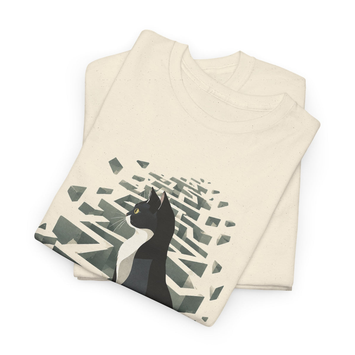 Tuxedo Cat 3D Maze T-Shirt Black and White Cat Surreal Labyrinth Art