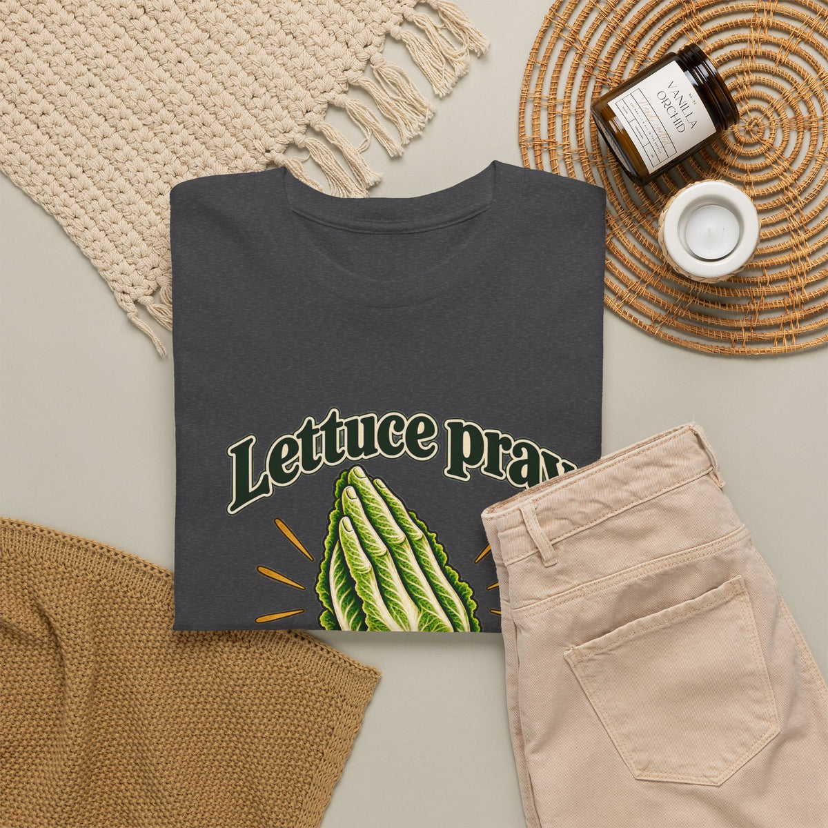 Lettuce Pray For One Another T-Shirt Funny Vegetable Pun Praying Hands Tee