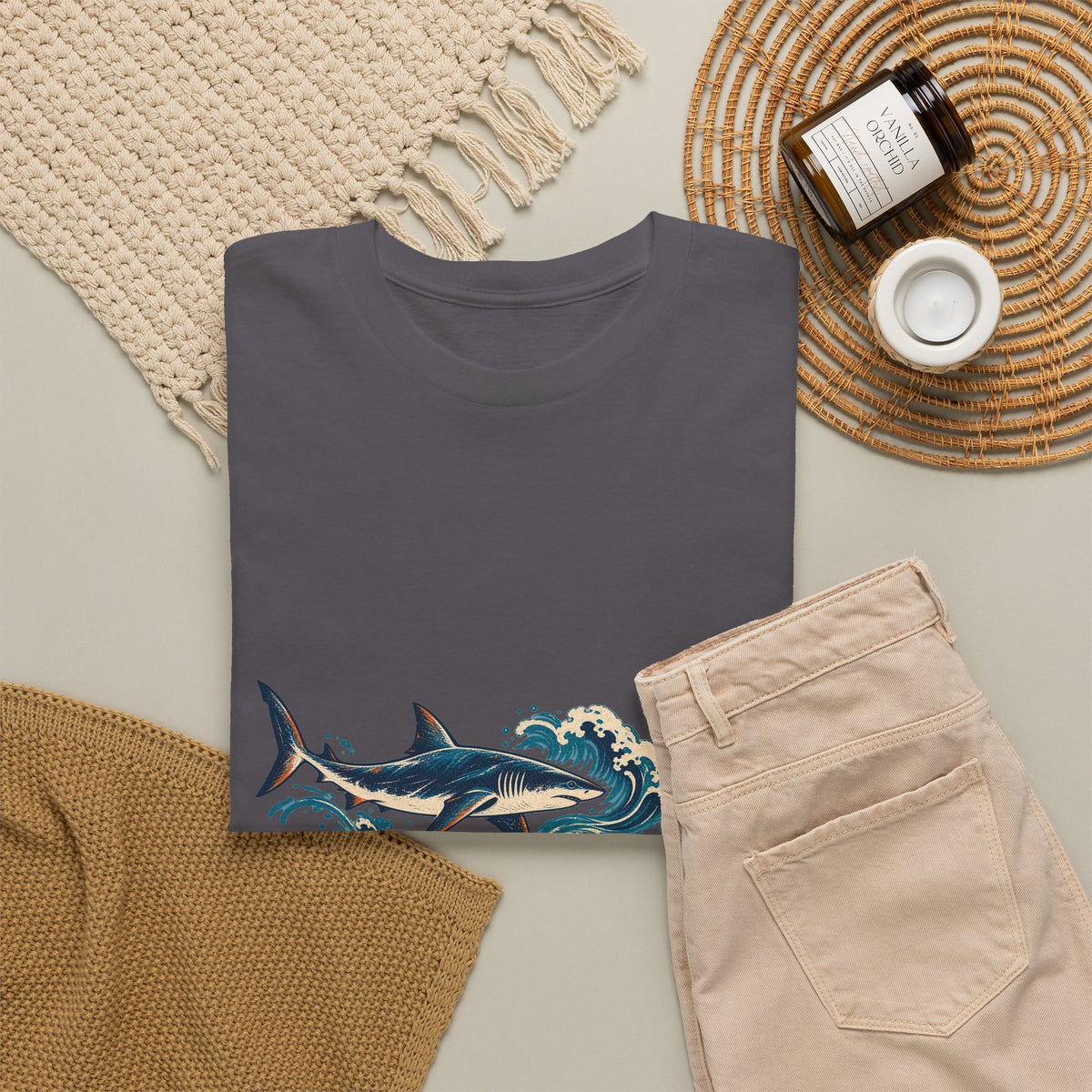 Great White Sharks Ukiyo Wave Tee Japanese Woodblock Shark Ocean Coral Shirt