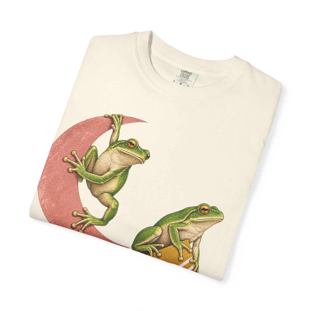 Green Tree Frogs Geometric Moon Triangle Ribbon Tee Midcentury Frog Wildlife Shirt