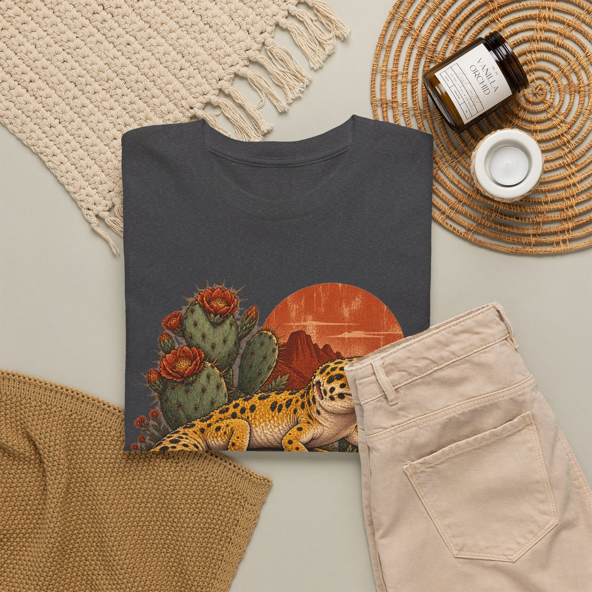 Leopard Gecko Desert T-Shirt Cactus Spotty Reptile Sun Tee