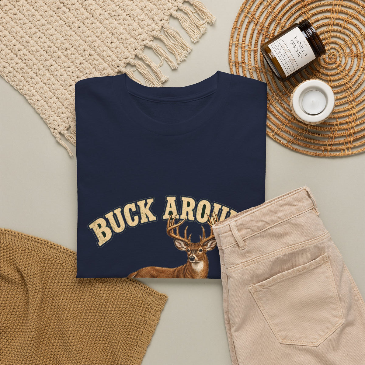 Buck Around and Find Out Cream Letter Deer Tee Funny Hunting FAFO Pun Shirt