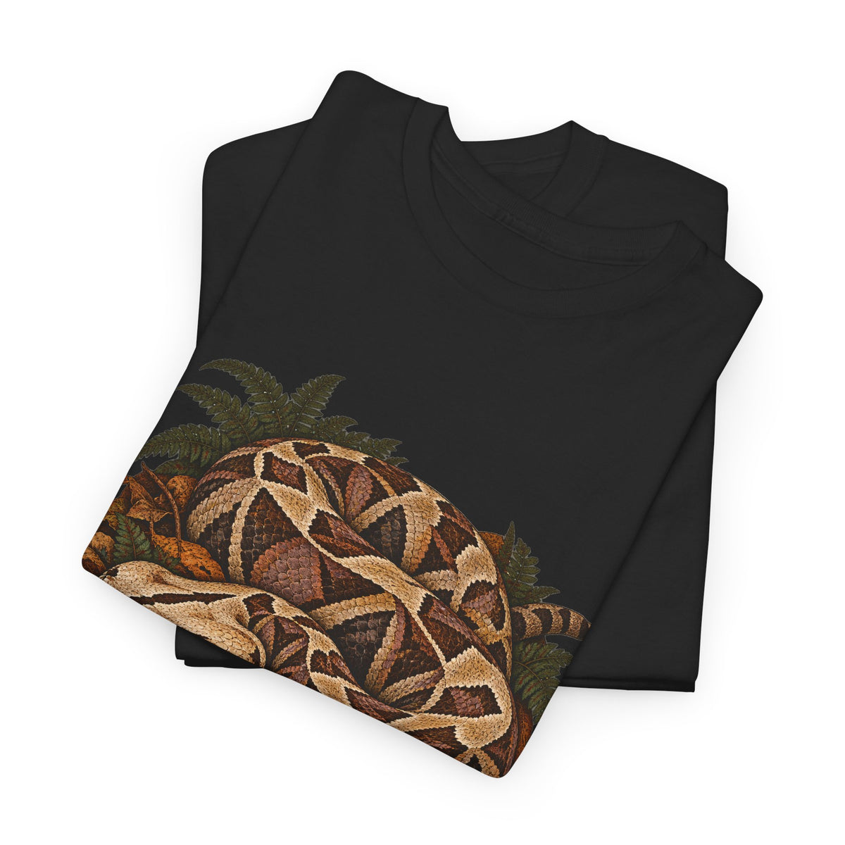 Gaboon Viper Autumn Leaves T-Shirt Forest Snake Mushroom Tee