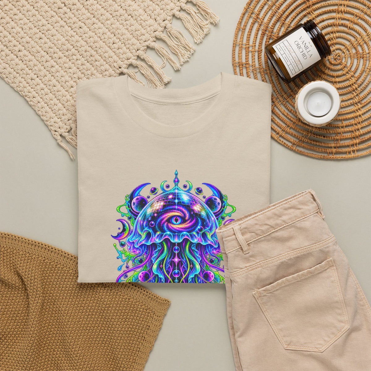Cosmic Jellyfish T-Shirt Neon Space Psychedelic Disco Eye Tee