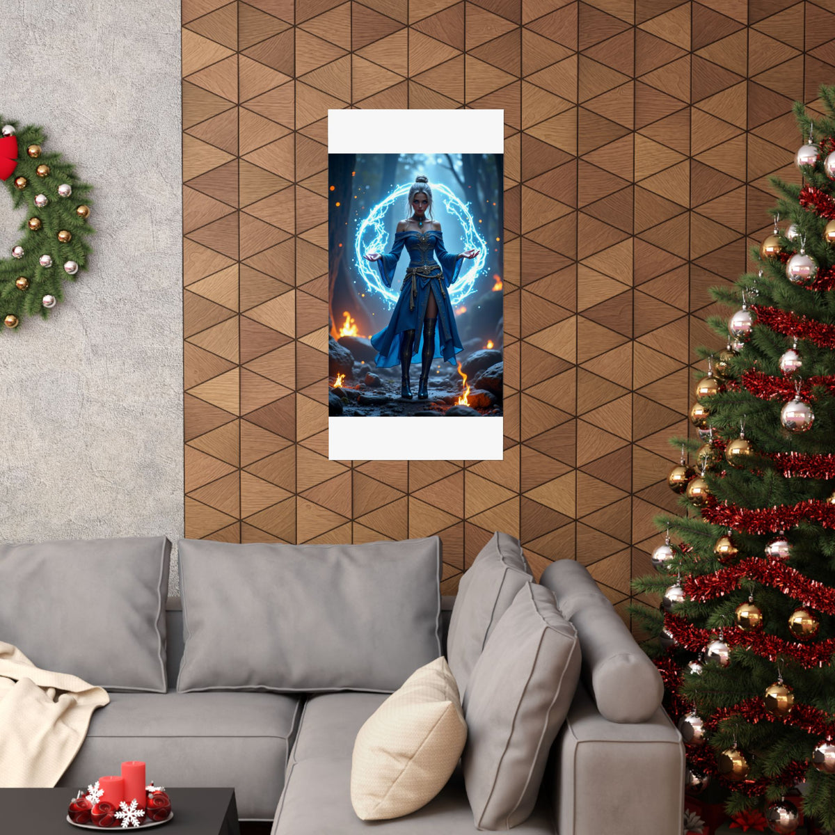 Mystic Sorceress Blue Magic Poster Matte Vertical Wall Art