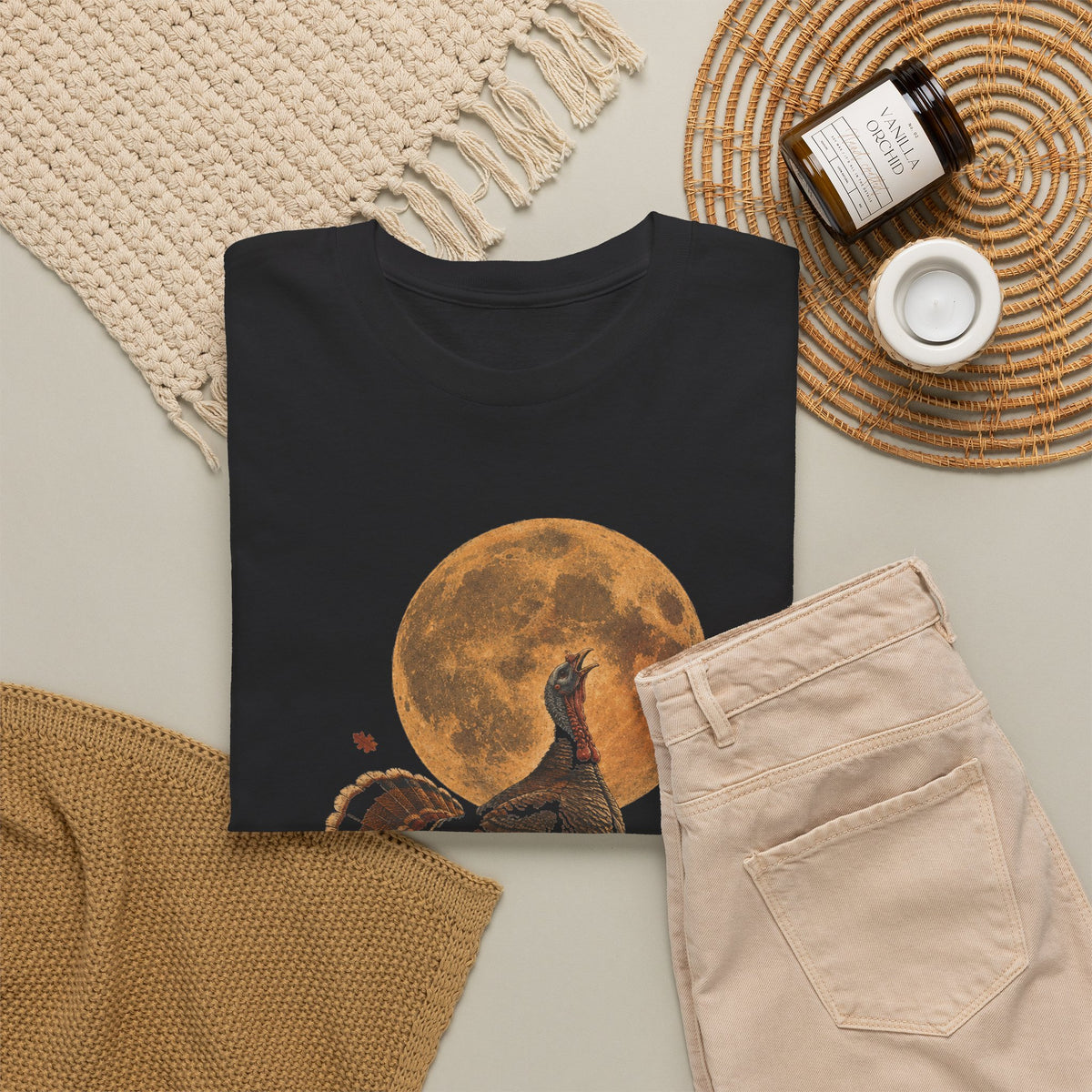 Howling Turkey Full Moon T-Shirt Funny Thanksgiving Halloween