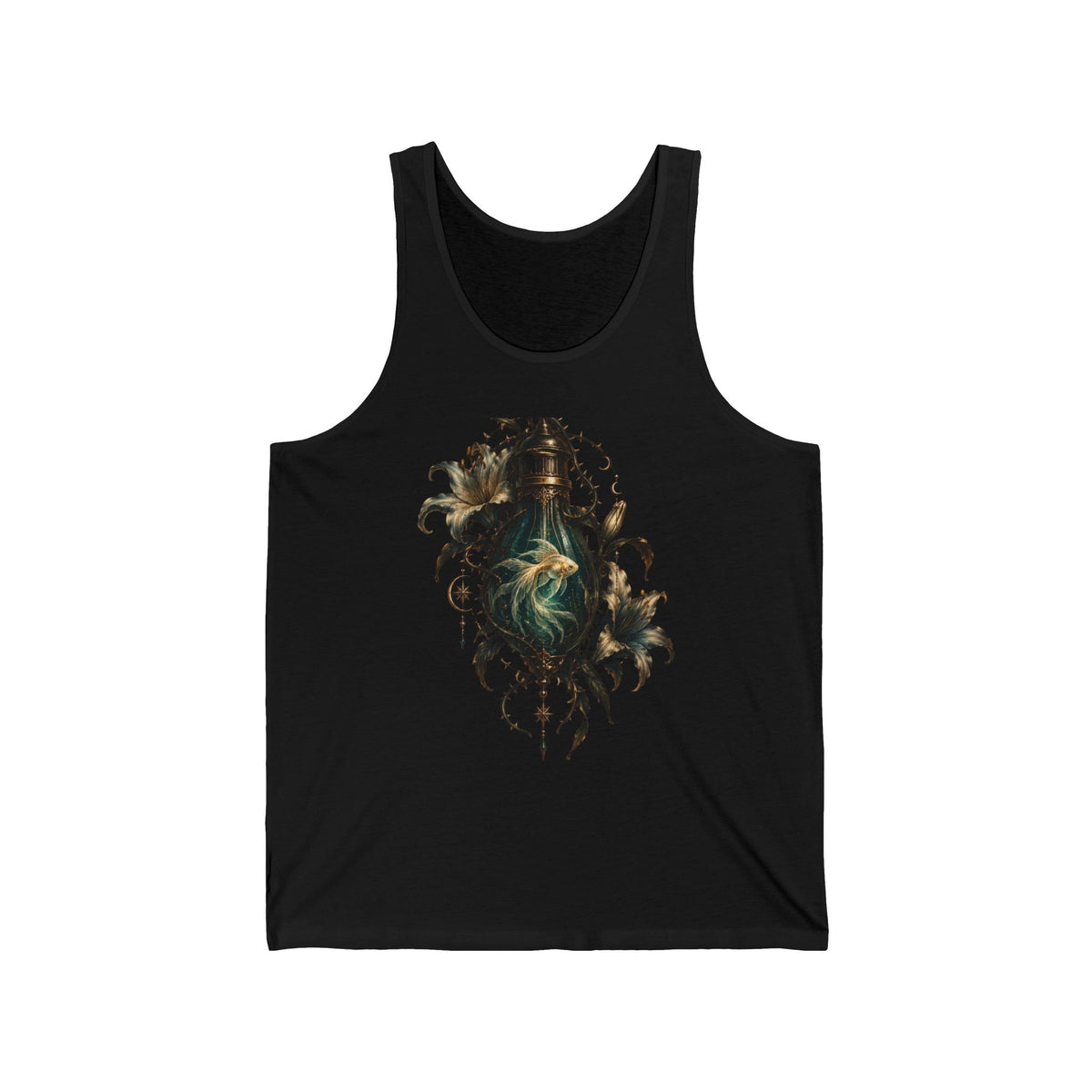 Gothic Lantern Goldfish Tank Top, Dark Fantasy Glowing Lantern Unisex Tank
