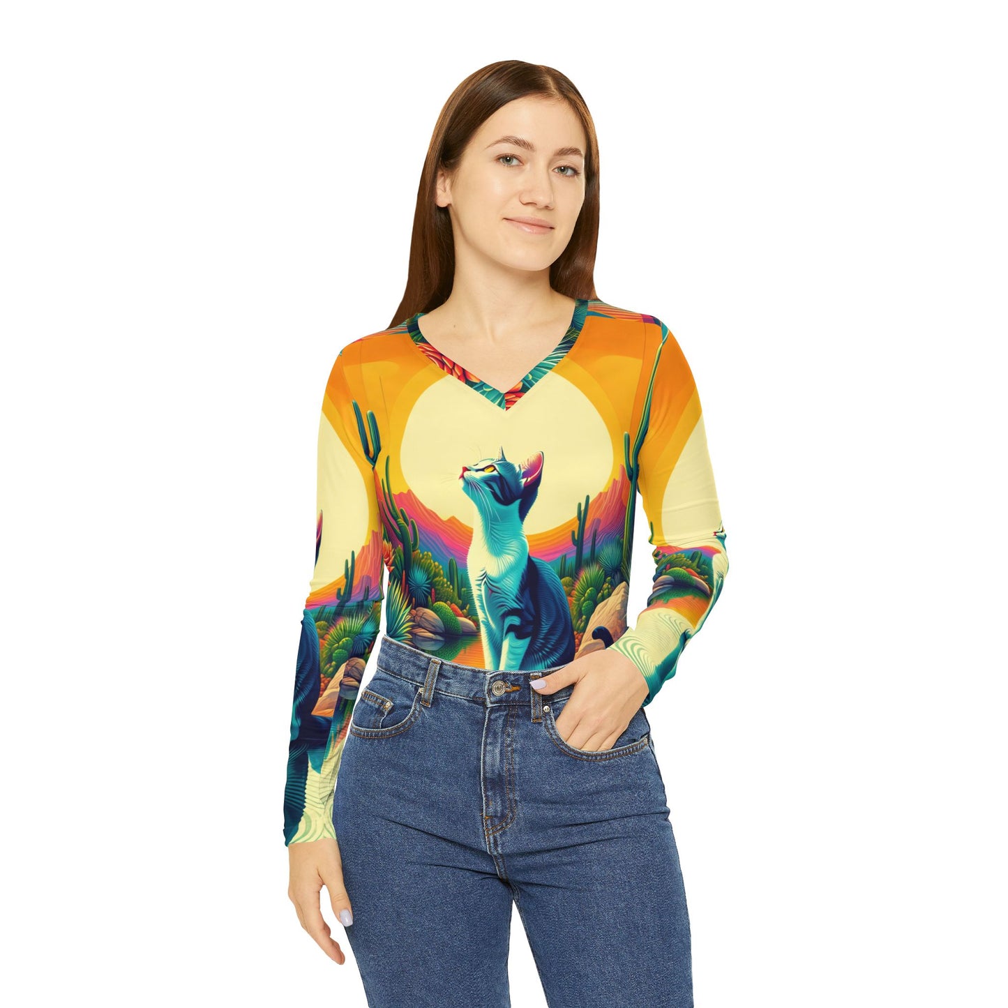 Women's Long Sleeve V-neck Shirt (AOP)