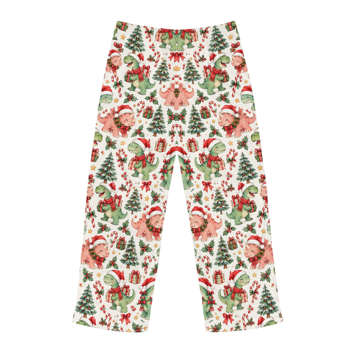 Christmas Dinosaur Mens Pajama Pants Santa Dino Holiday Sleep Pants