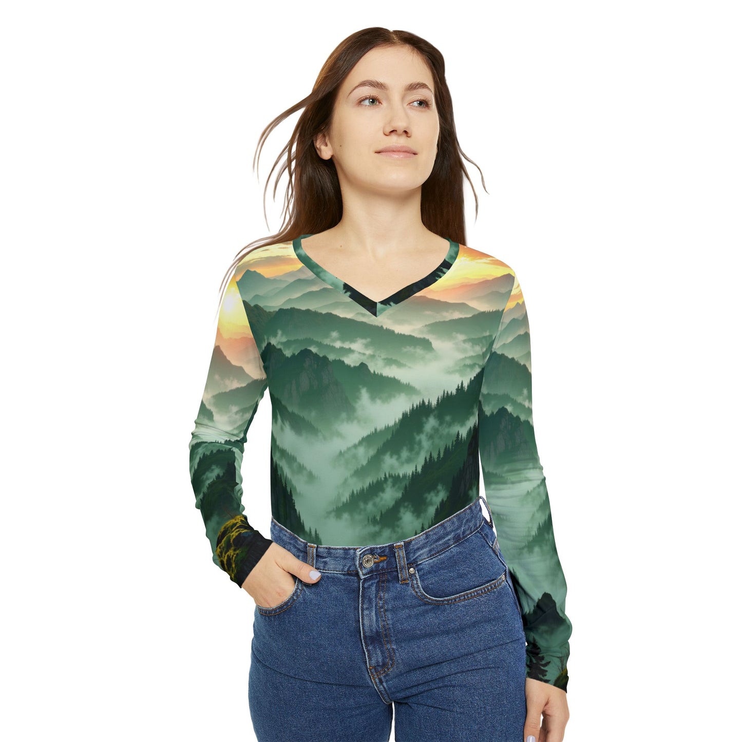 Women's Long Sleeve V-neck Shirt (AOP)