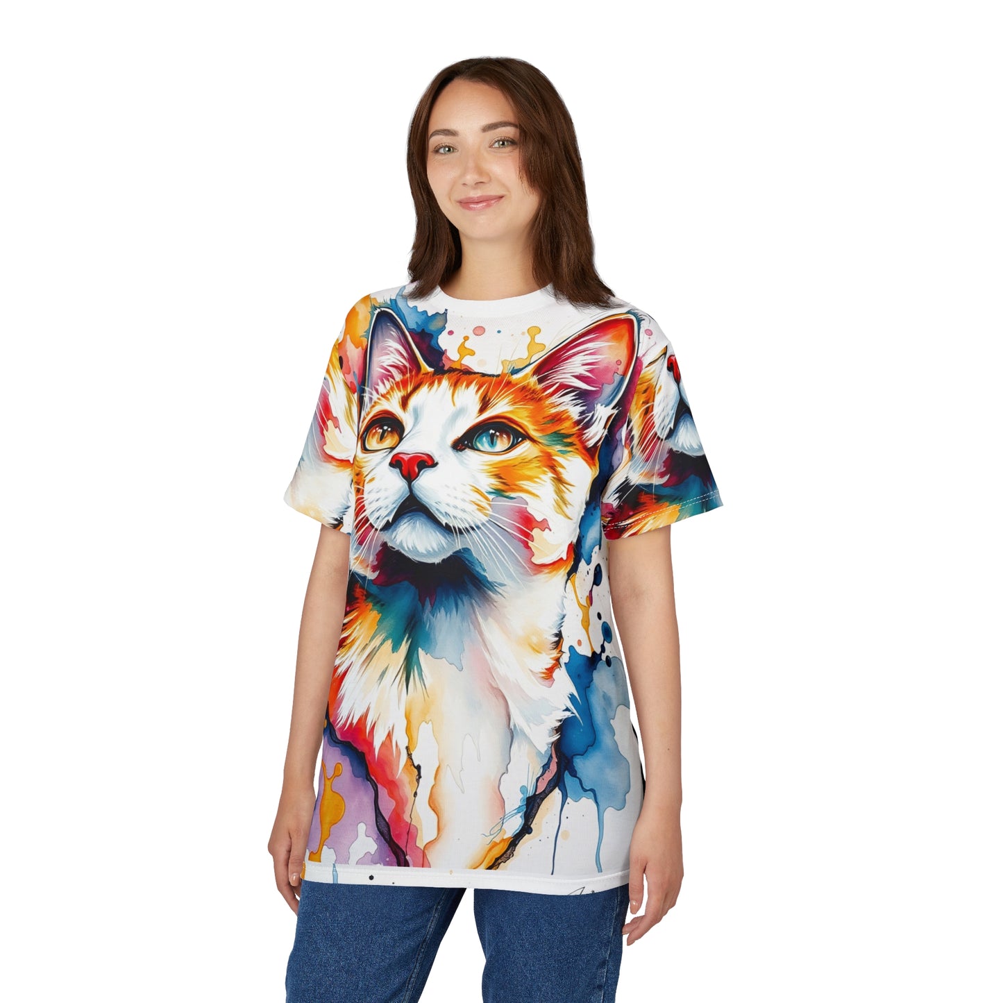 Cat Tee - Artsy Cat Unisex Cut & Sew Tee