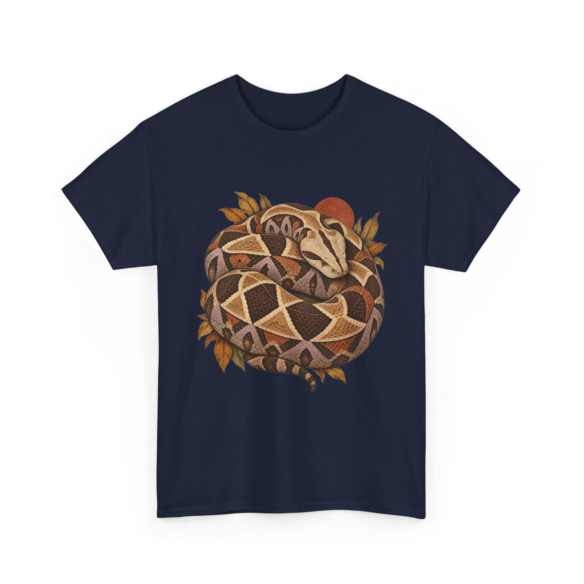 Gaboon Viper Coiled Sun T-Shirt Autumn Snake Geometric Tee