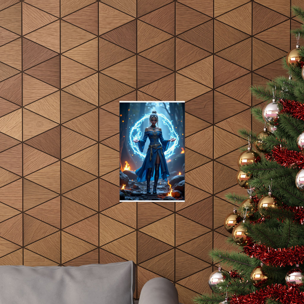 Mystic Sorceress Blue Magic Poster Matte Vertical Wall Art