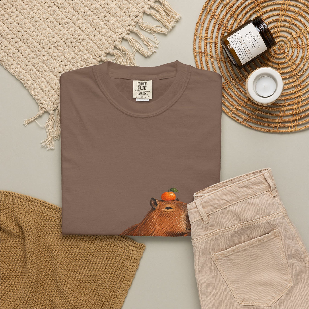 Capybara Orange Duck Tee Cute Capybara with Fruit Duck Lily Pad Pond Shirt