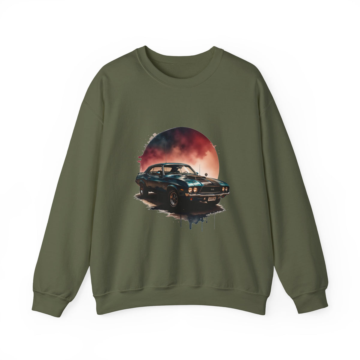 Vintage Black Muscle Car Crewneck Sweatshirt Unisex Graphic Pullover