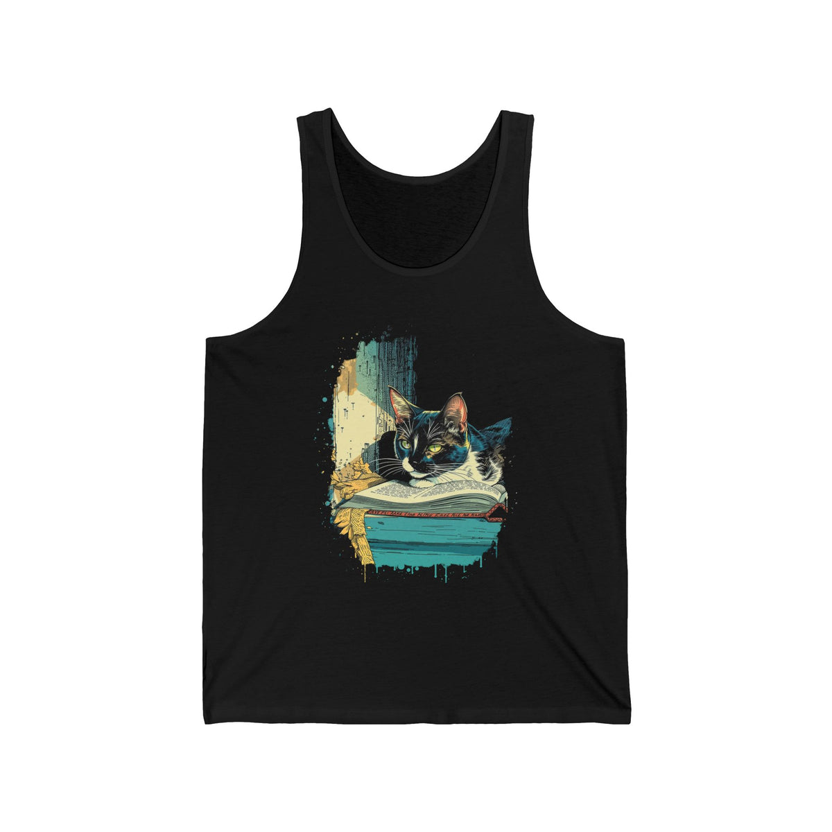 Reading Cat Tank Top Cozy Cat Book Lover Graphic Tank