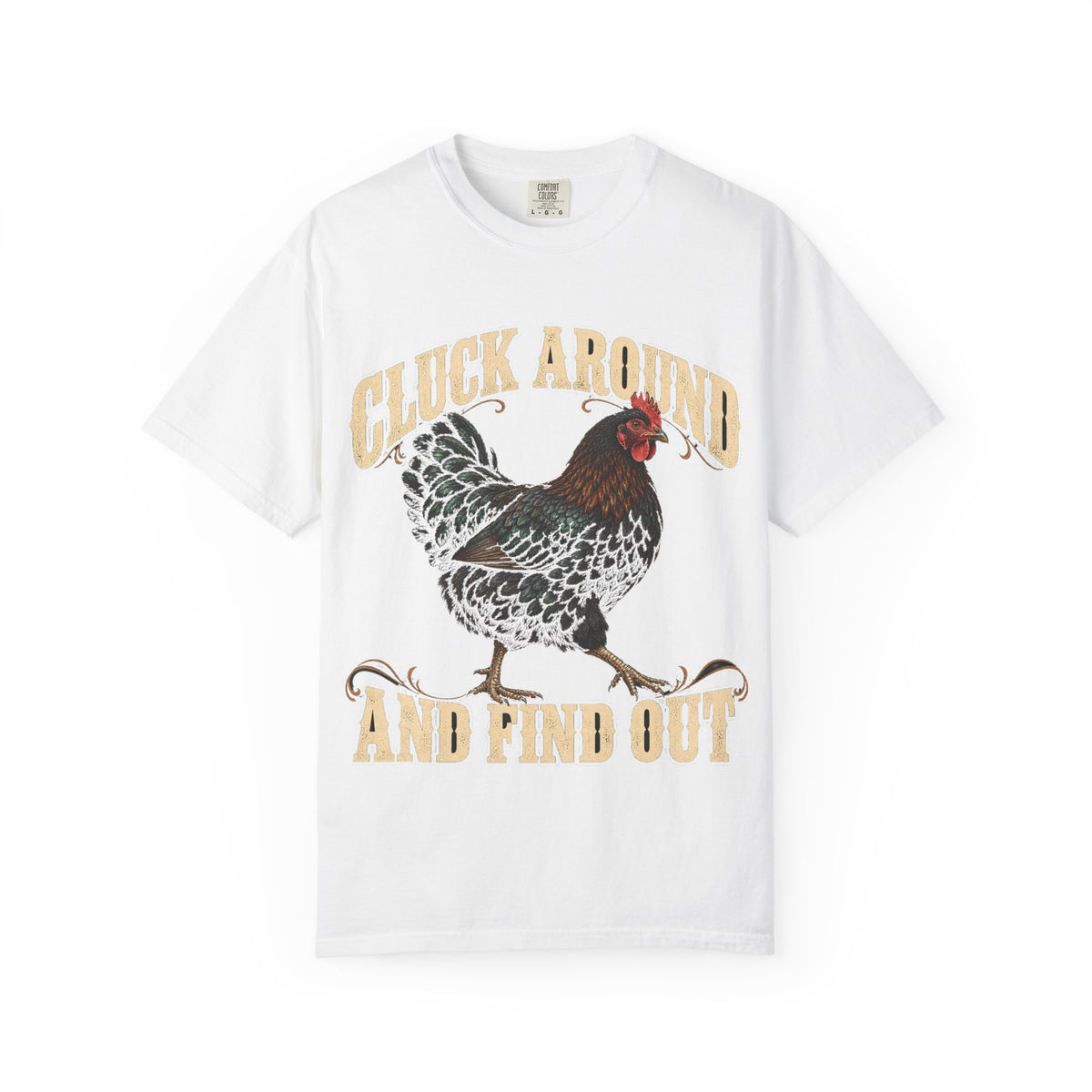 Cluck Around and Find Out Black Hen Tee Funny Chicken FAFO Pun Shirt