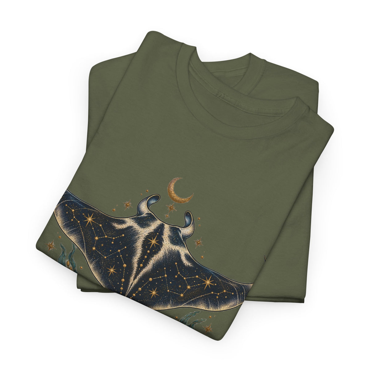 Celestial Manta Ray Moon T-Shirt Constellation Ocean Stars Tee
