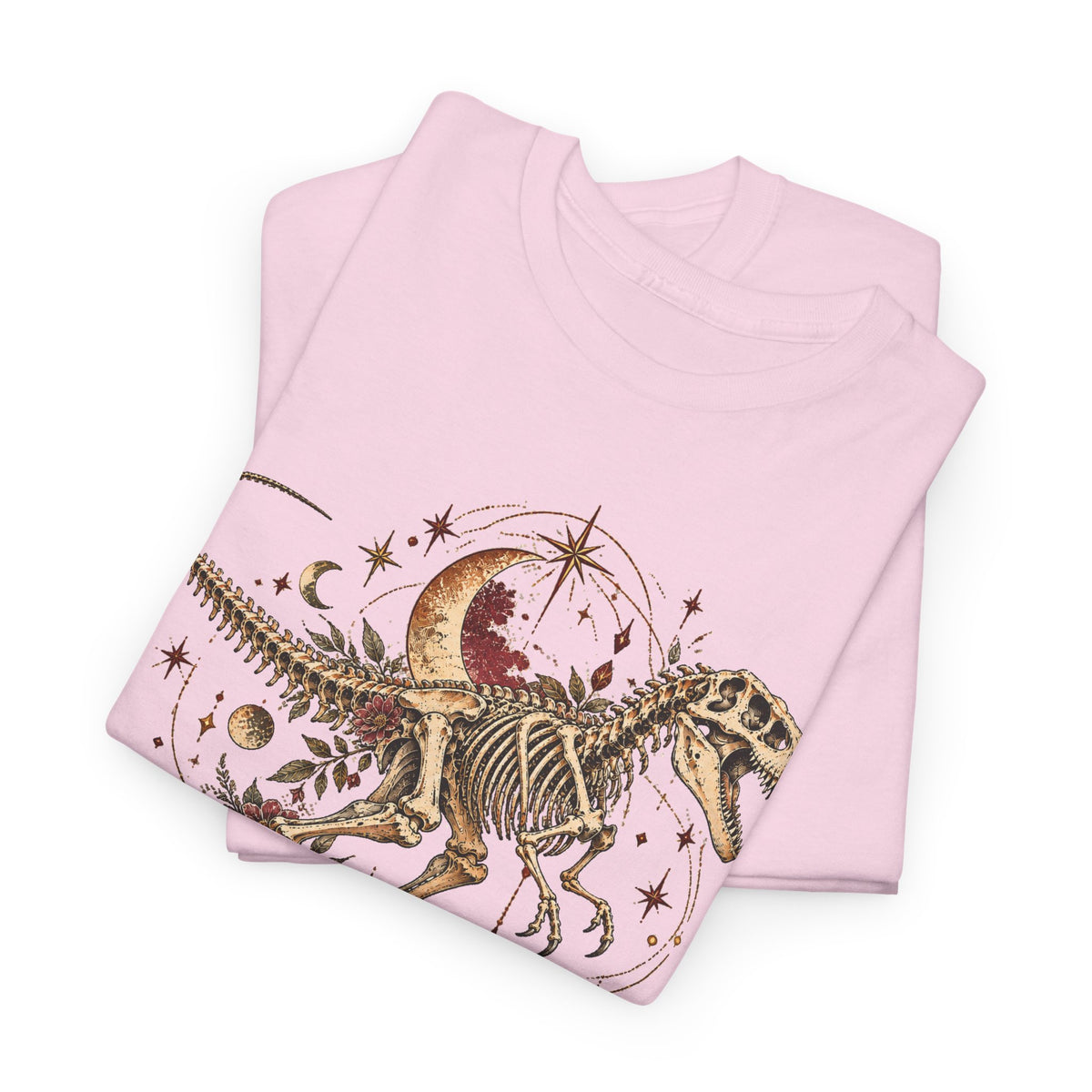 Celestial T-Rex Skeleton T-Shirt, Dinosaur Fossil Moon Stars Graphic Tee Unisex Dark Academia Shirt