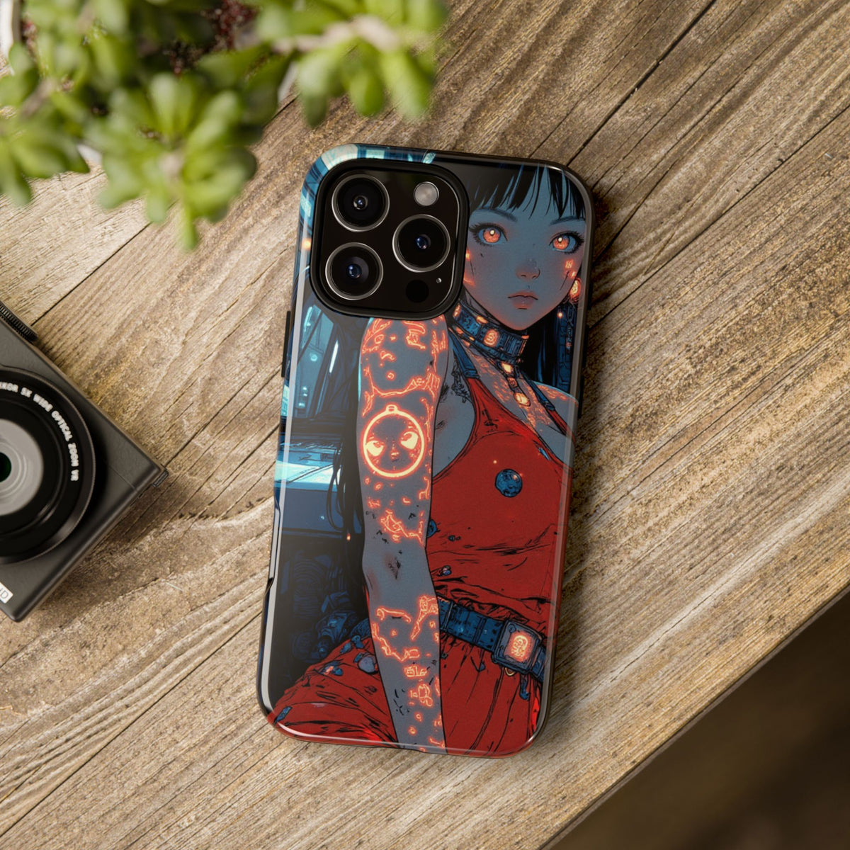 Tattooed Girl Neon Car Tough Phone Case iPhone Samsung Pixel