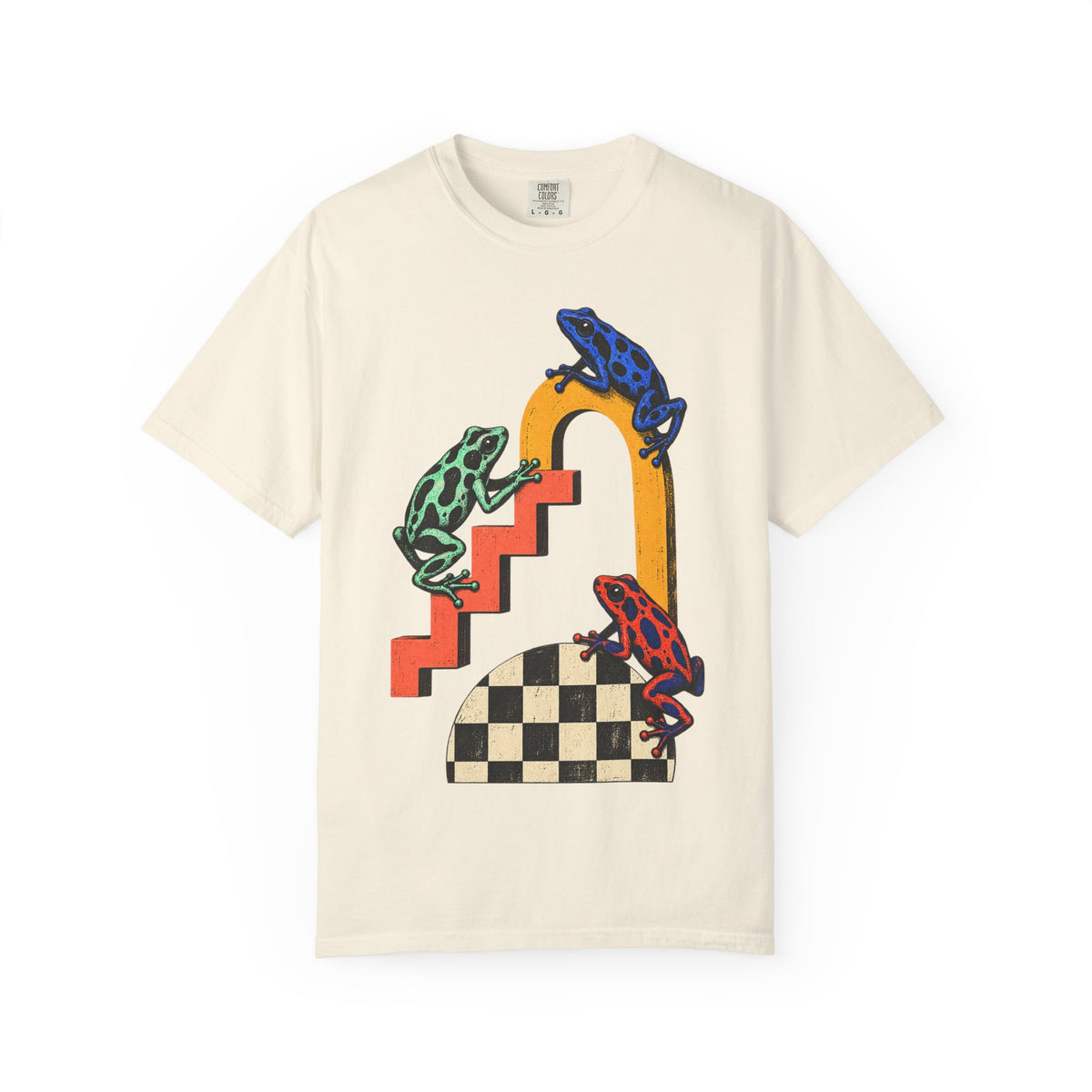 Poison Dart Frogs Stairs Checkered Dome Tee Geometric Arch Frog Wildlife Shirt