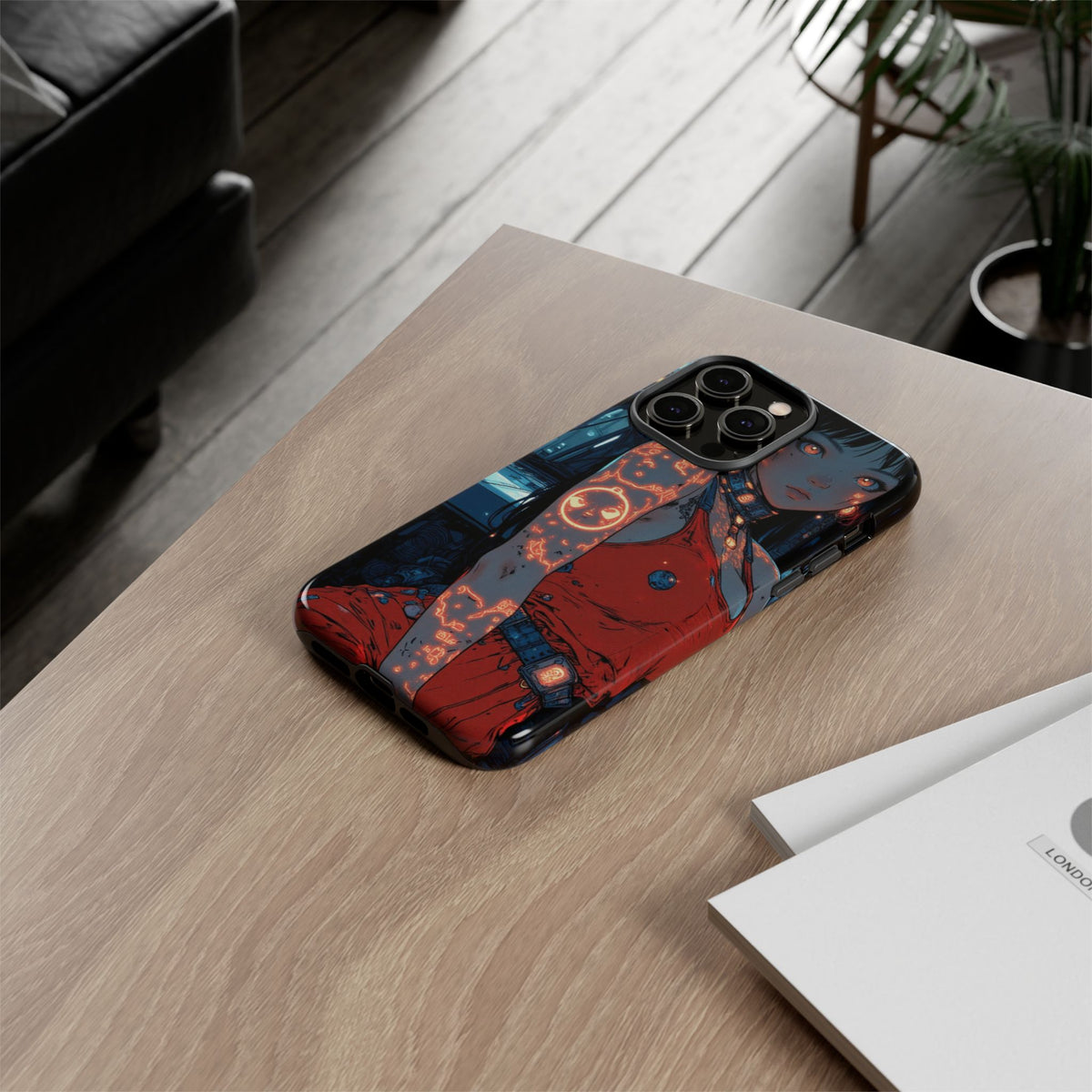 Tattooed Girl Neon Car Tough Phone Case iPhone Samsung Pixel