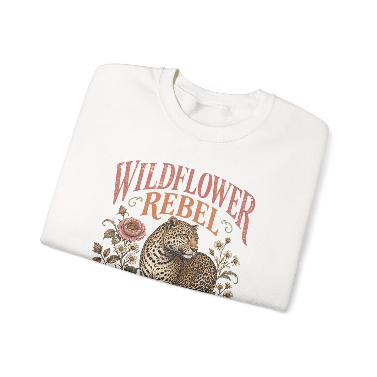 Wildflower Rebel Leopard Sweatshirt Boho Floral Big Cat