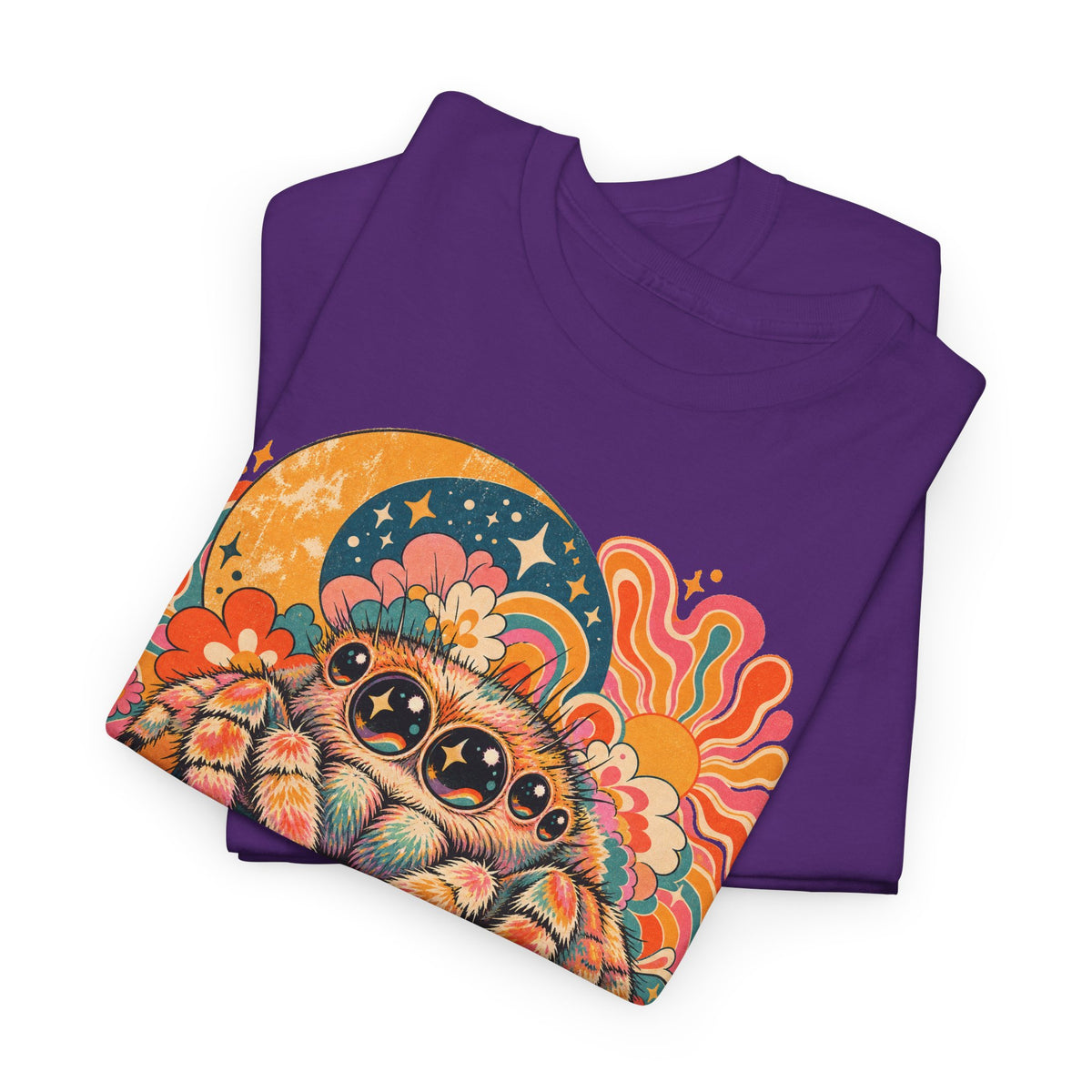 Groovy Jumping Spider T-Shirt Retro 70s Flowers Creepy Cute Tee