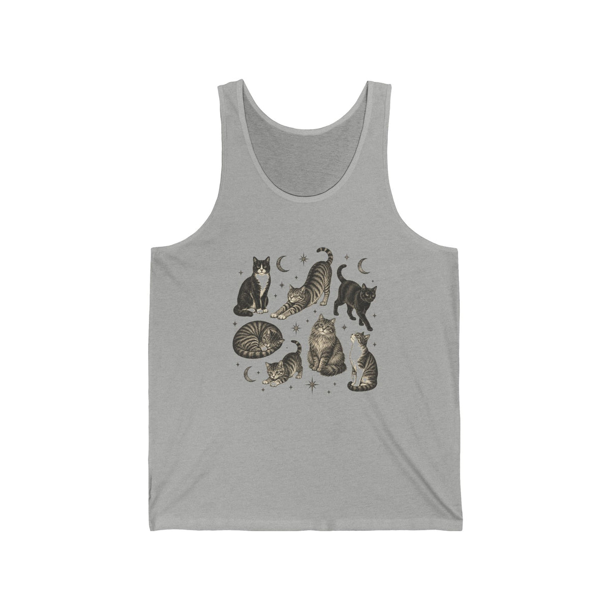 Vintage Cats and Moons Tank Top Cute Cat Lover Celestial
