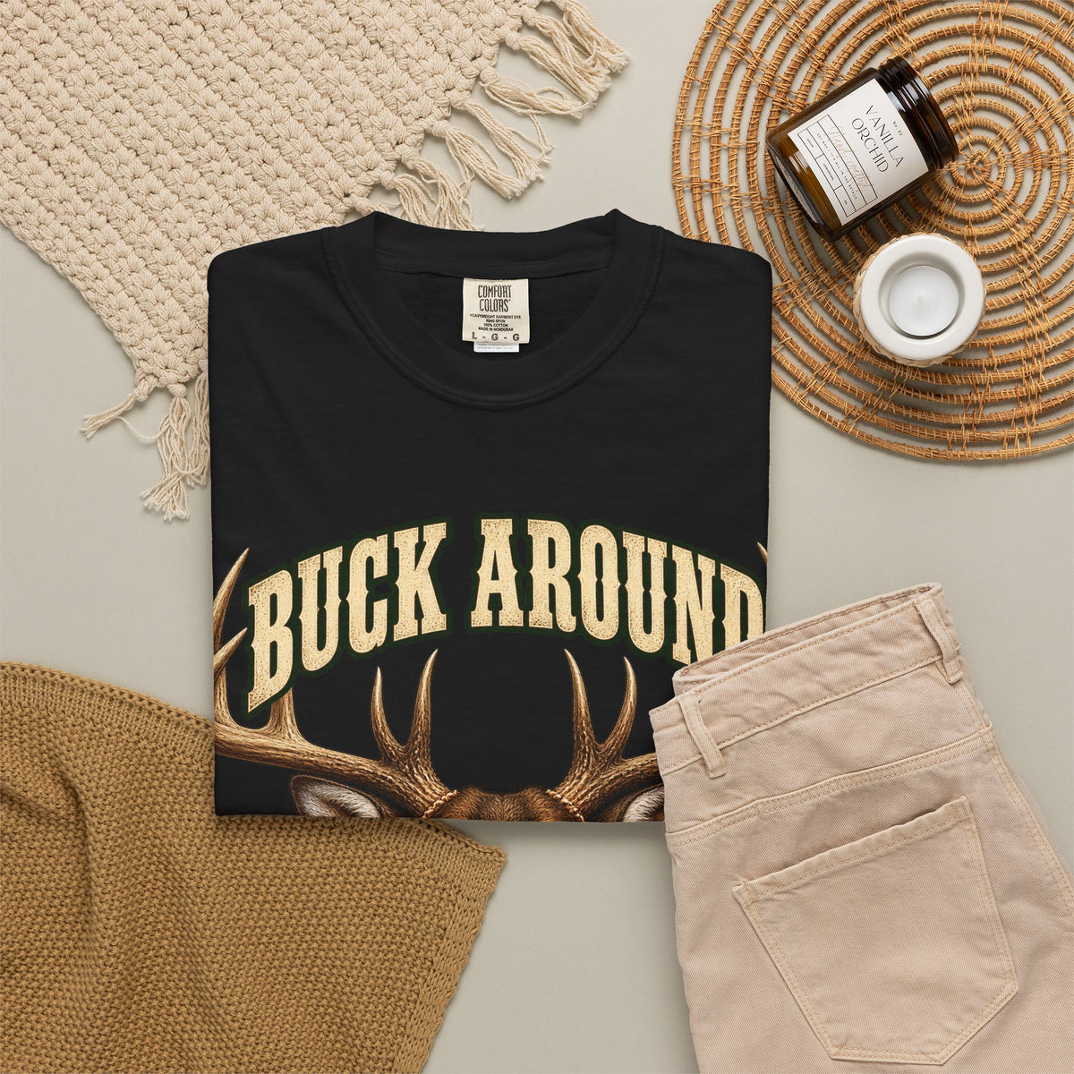 Buck Around and Find Out Cream Bust Deer Tee Funny Hunting FAFO Pun Shirt