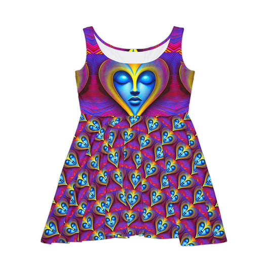 Heart Face Illusion Print Womens Skater Dress Valentines Gift