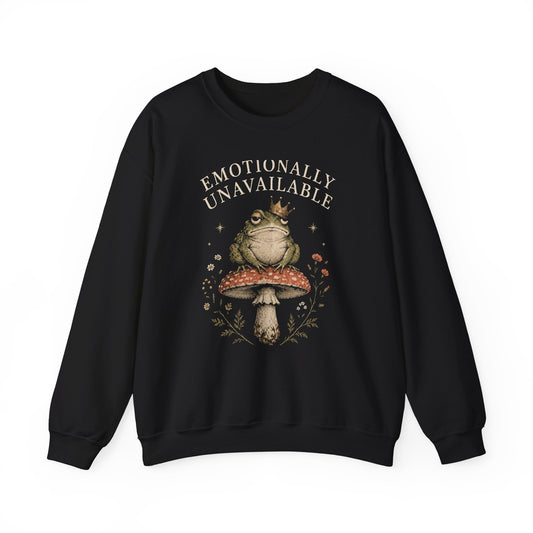 Emotionally Unavailable Frog Sweatshirt Cottagecore Mushroom Toad