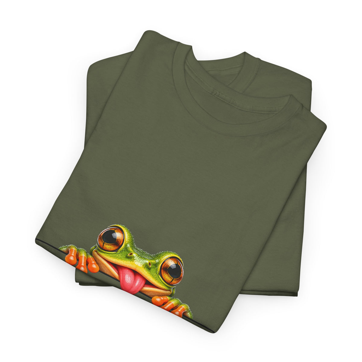 Peeking Tree Frog T-Shirt Tongue Out Over Ledge Funny Frog Lover Tee