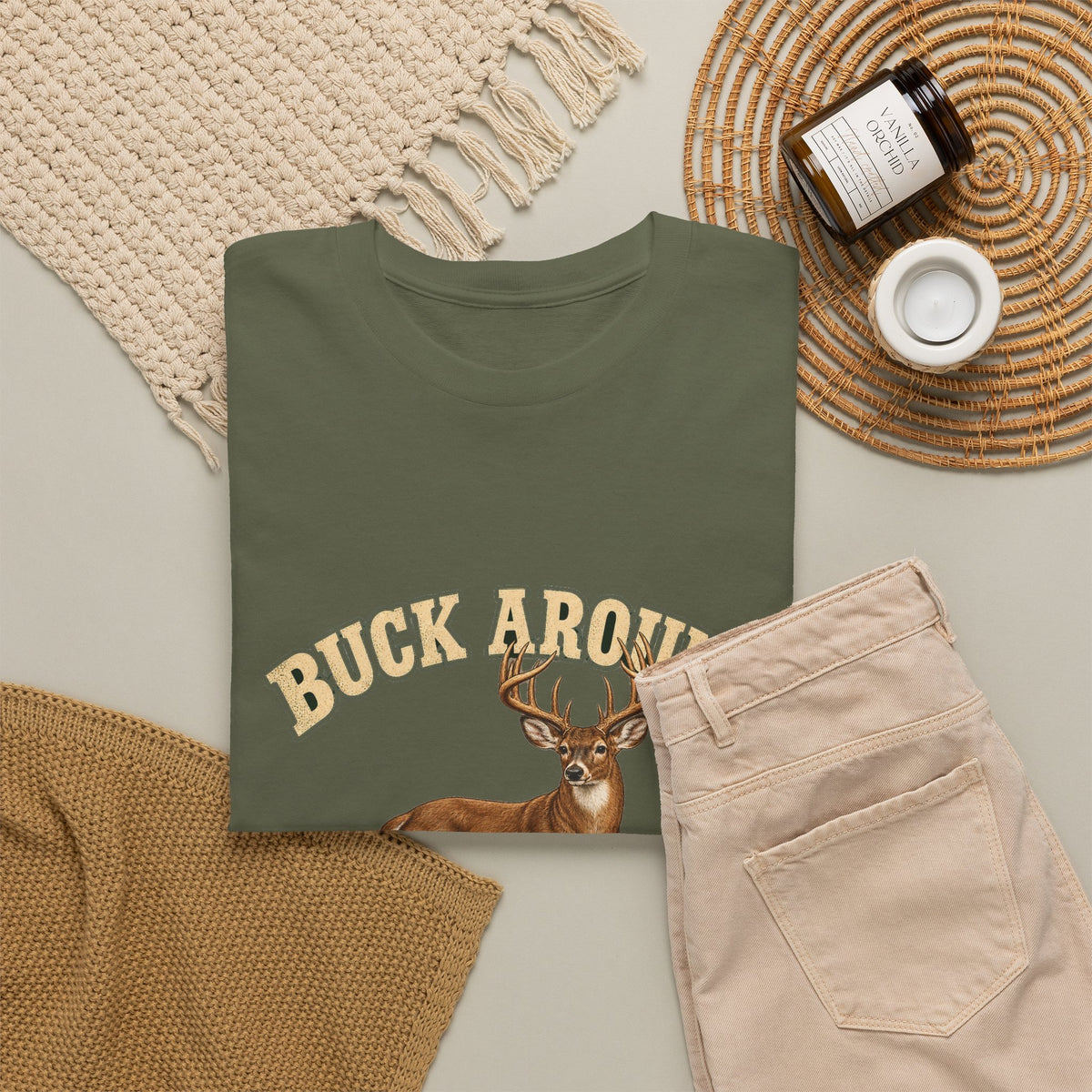 Buck Around and Find Out Cream Letter Deer Tee Funny Hunting FAFO Pun Shirt