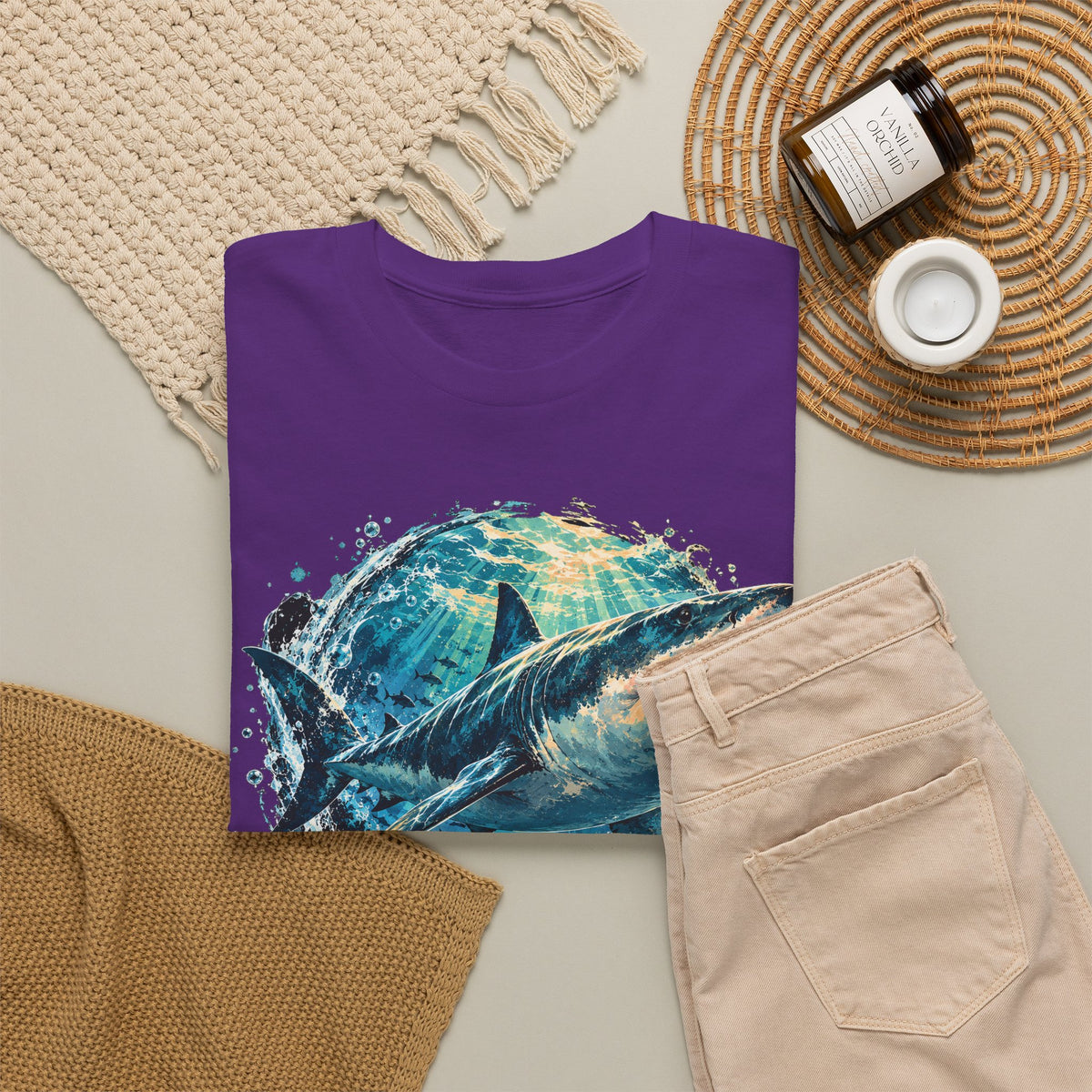 Great White Shark T-Shirt Ocean Burst Shark Jaws Sea Life Graphic Tee
