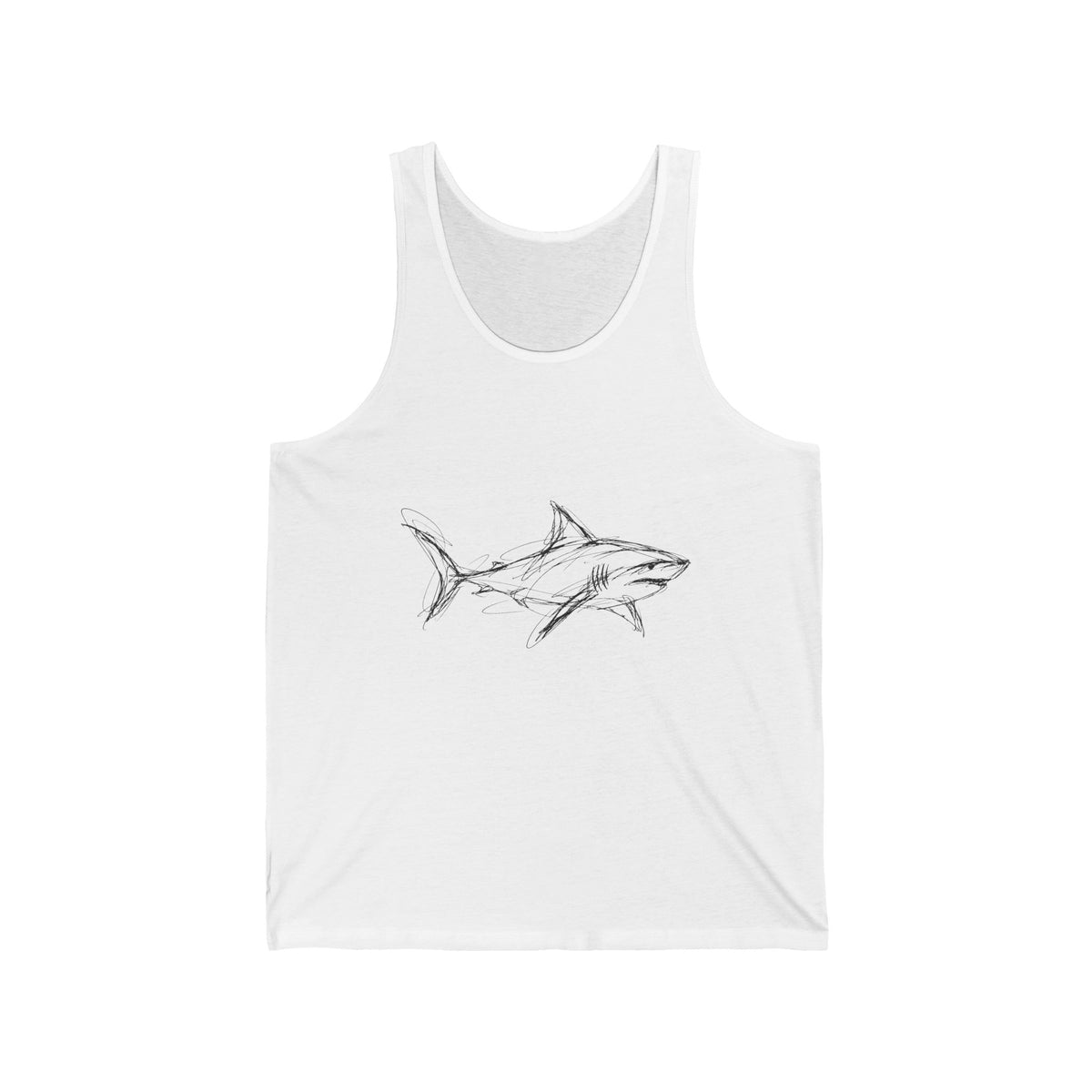 Sketchy Shark Line Art Tank Top Minimal Ocean Sketch