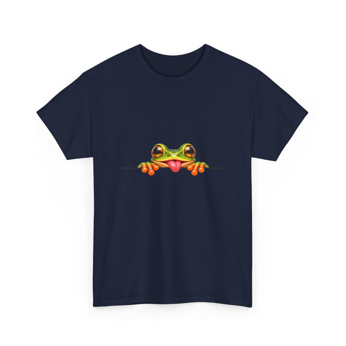 Peeking Tree Frog T-Shirt Tongue Out Over Ledge Funny Frog Lover Tee