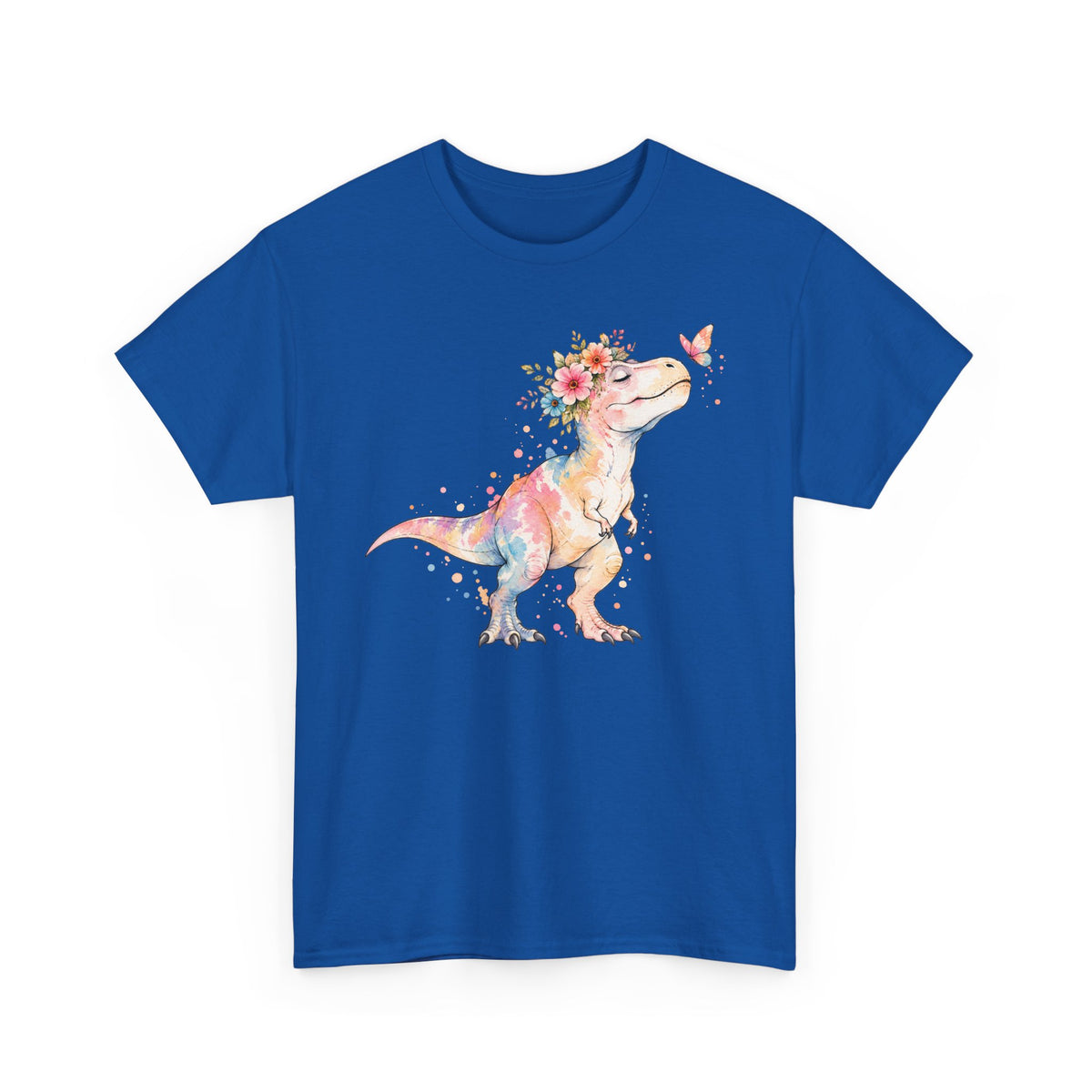 Watercolor T-Rex T-Shirt, Pastel Dinosaur Flower Crown Butterfly Graphic Tee Unisex Cute Dino Shirt