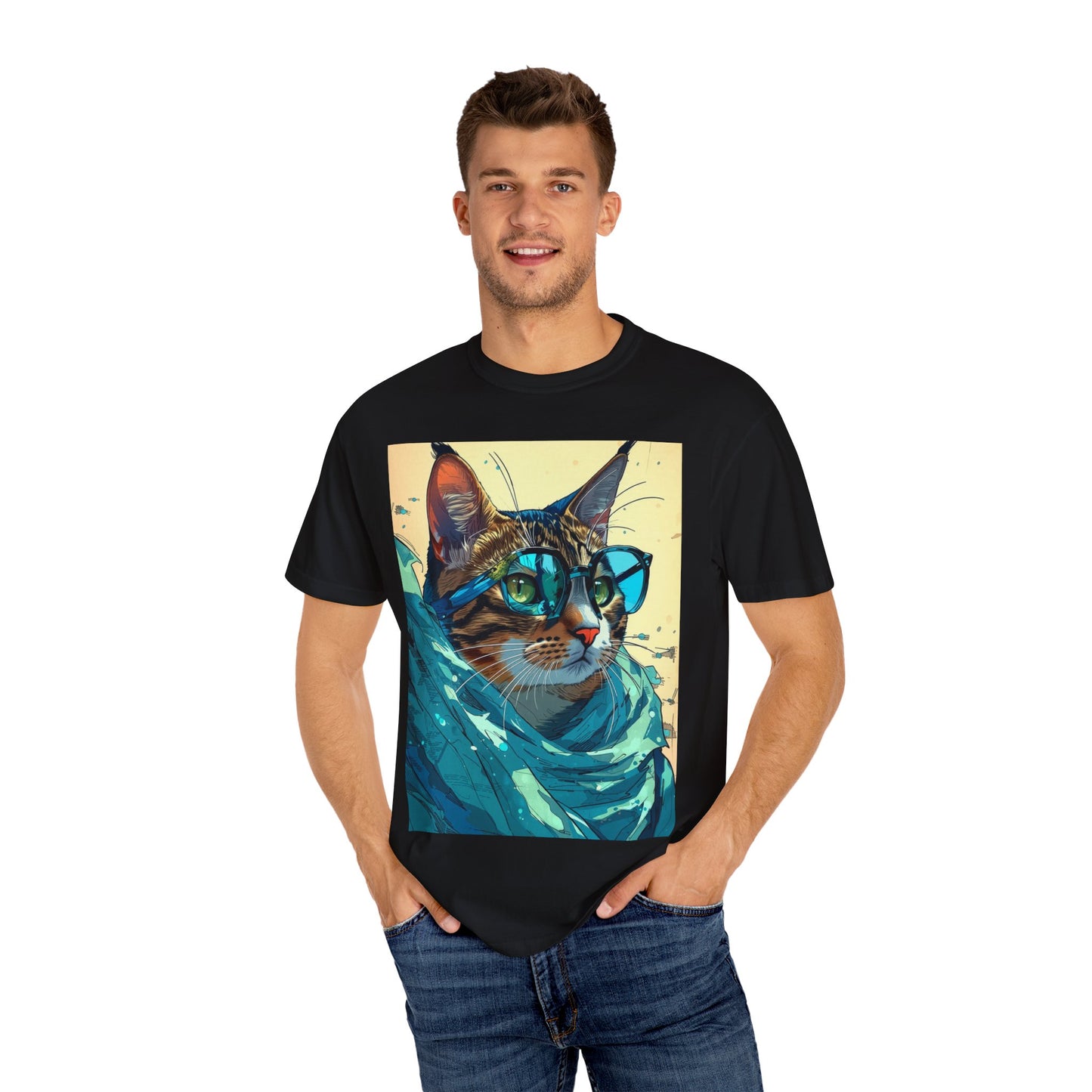 Cat Scarf Glasses T-Shirt